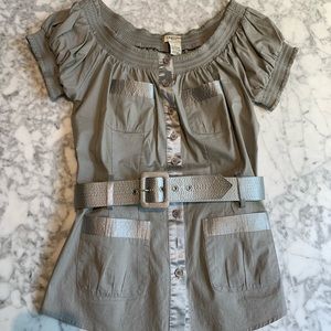 Beautiful silver blouse with off shoulder option